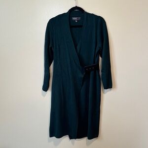 Donna Ricco Deep Green Wrap-Style Belted Dress Size Large